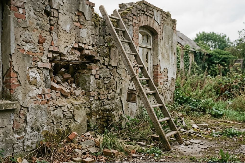 ladder leaning against the wrong wall