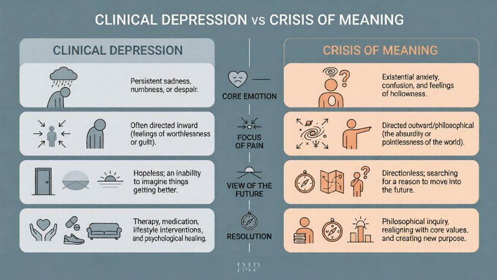 clinical depression vs crisis of meaning