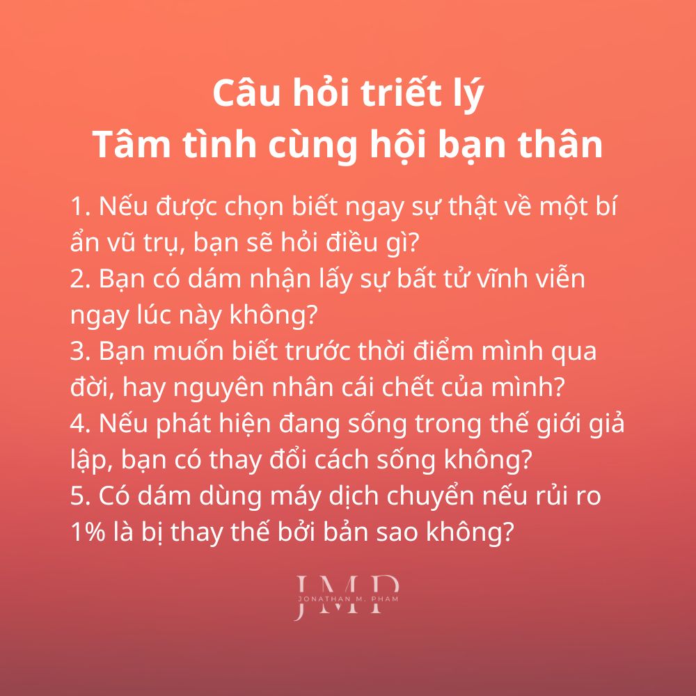 câu hỏi triết lý với bạn thân