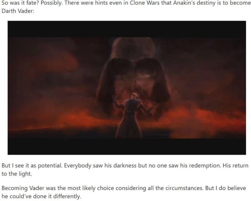 Anakin Skywalker fate vs free will