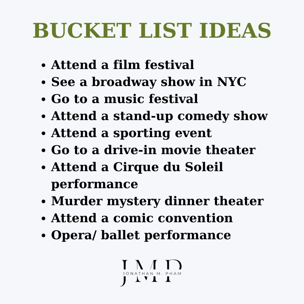 bucket list items