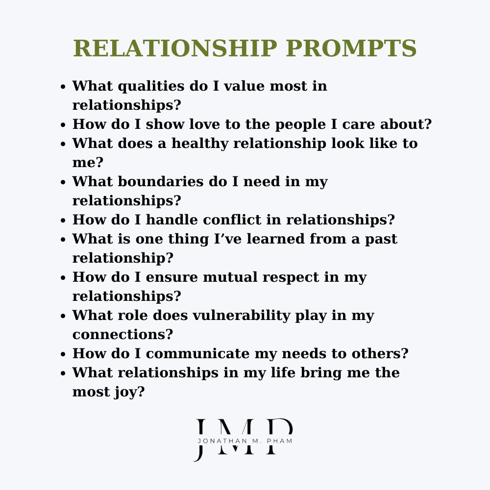 self discovery journal prompts for love & relationships