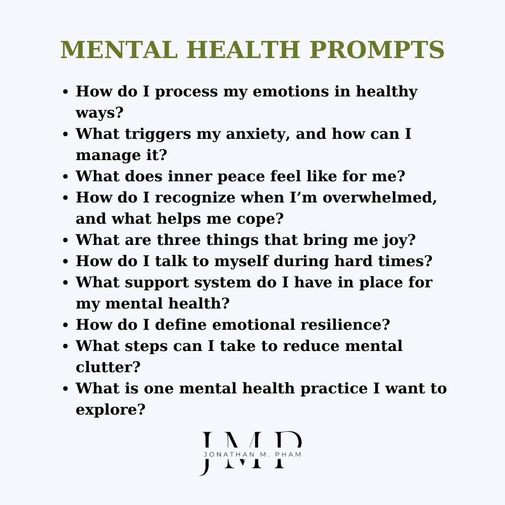 self discovery journal prompts for mental health