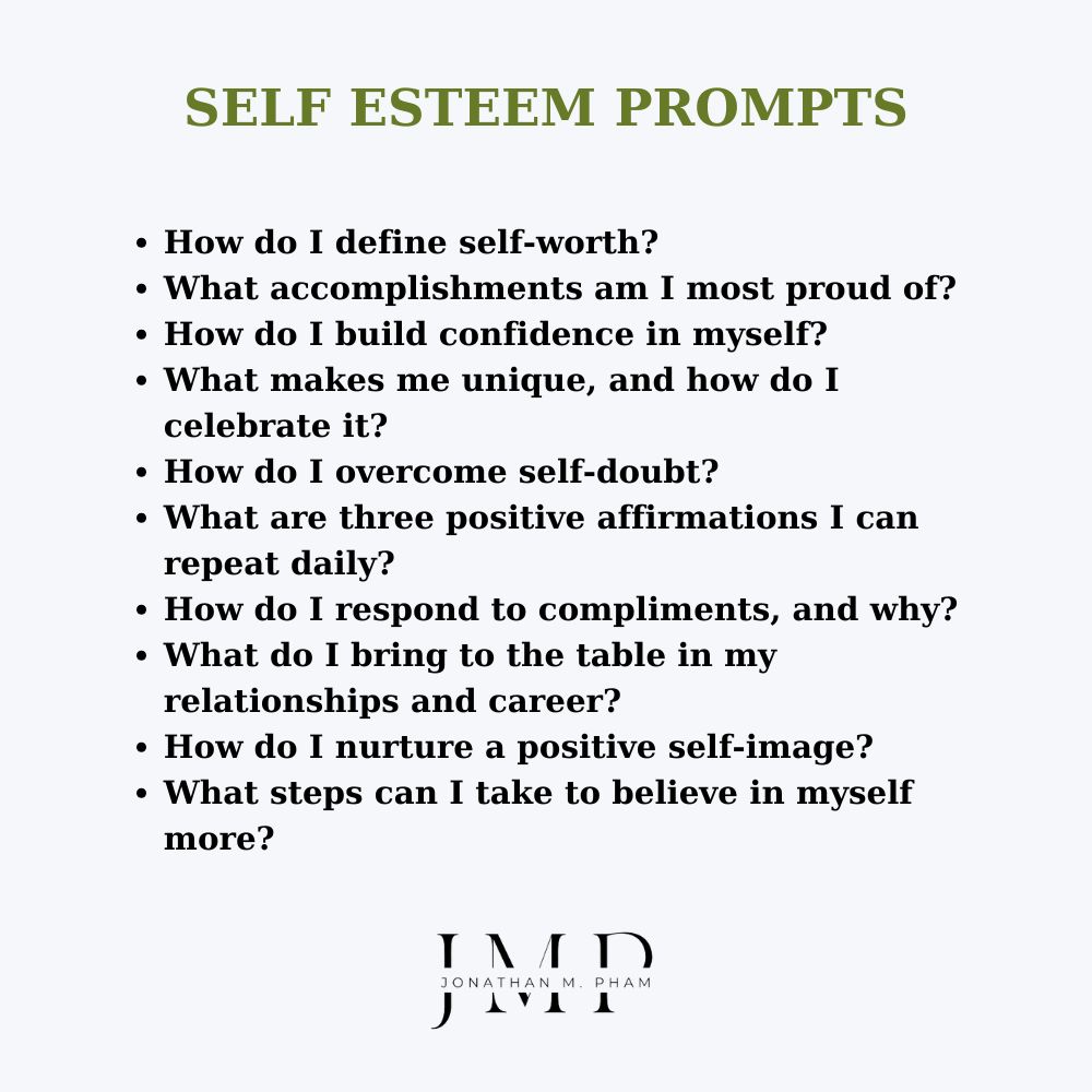 self esteem journal prompts