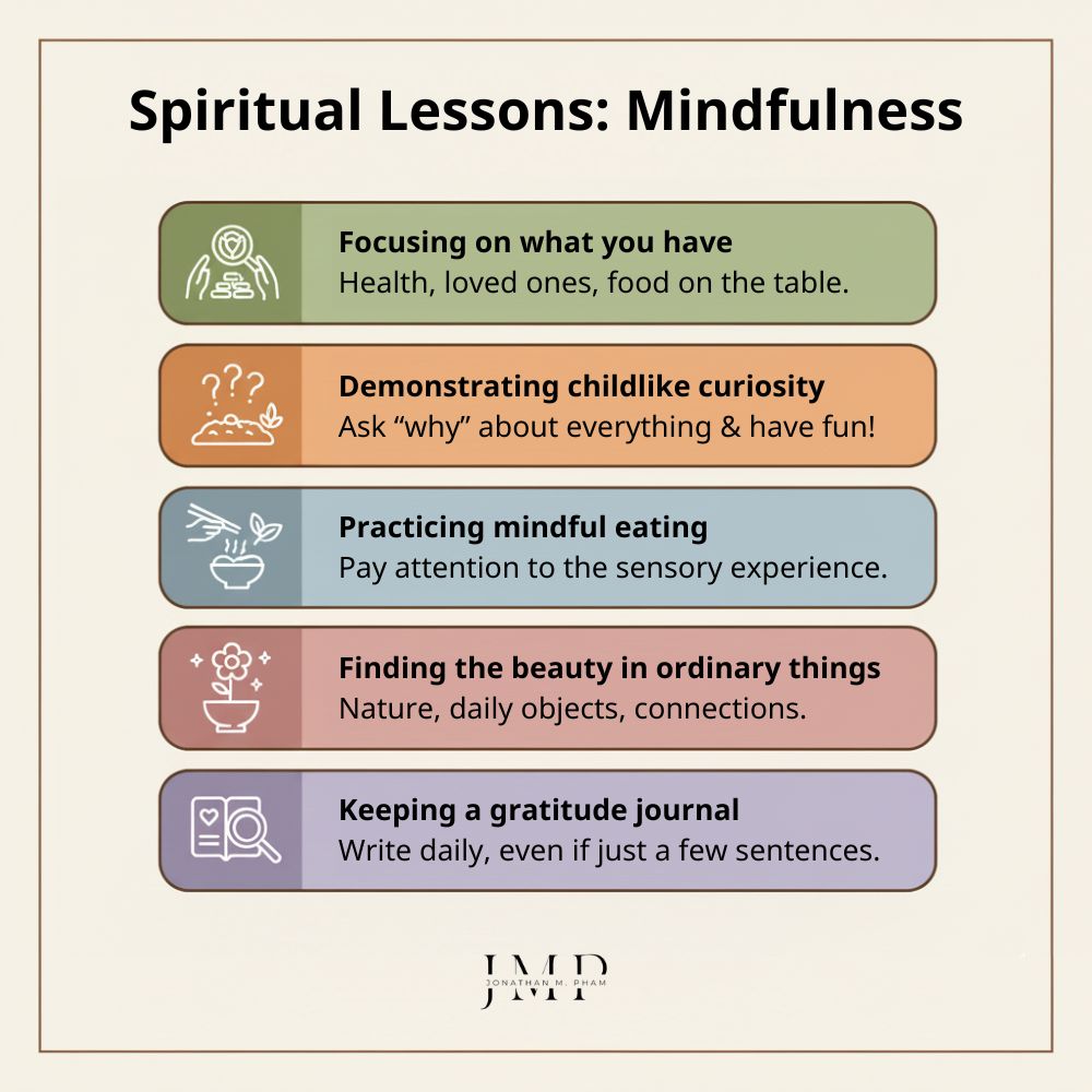 spiritual lessons about gratitude & mindfulness