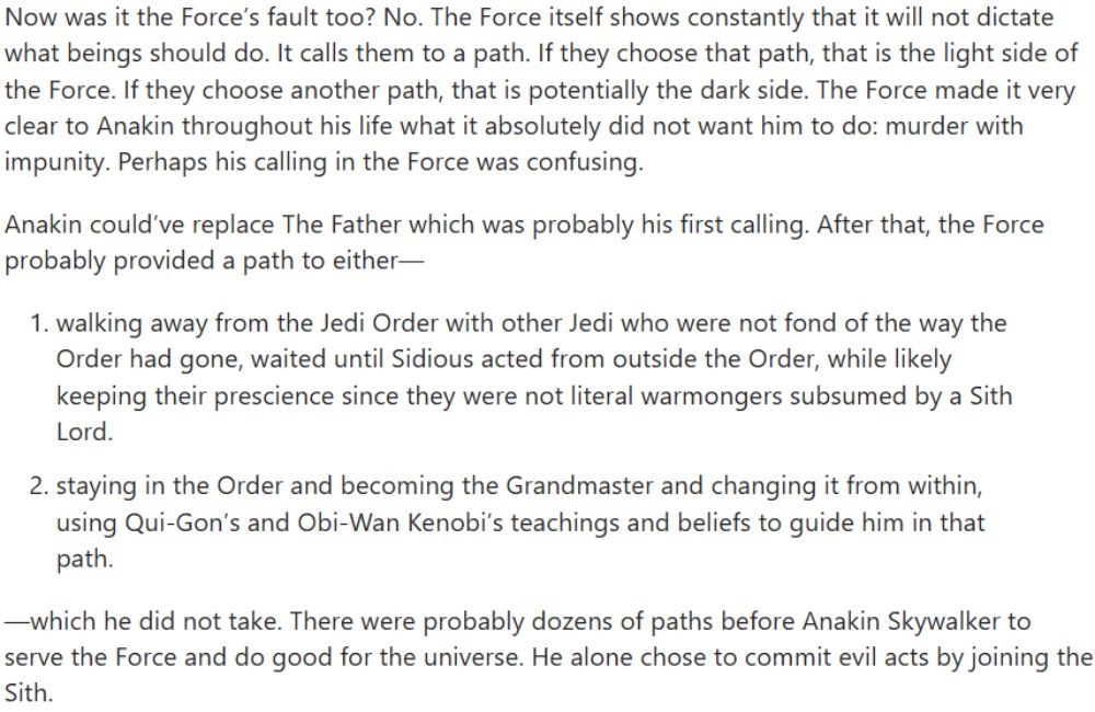 Anakin Skywalker định mệnh vs ý chí tự do