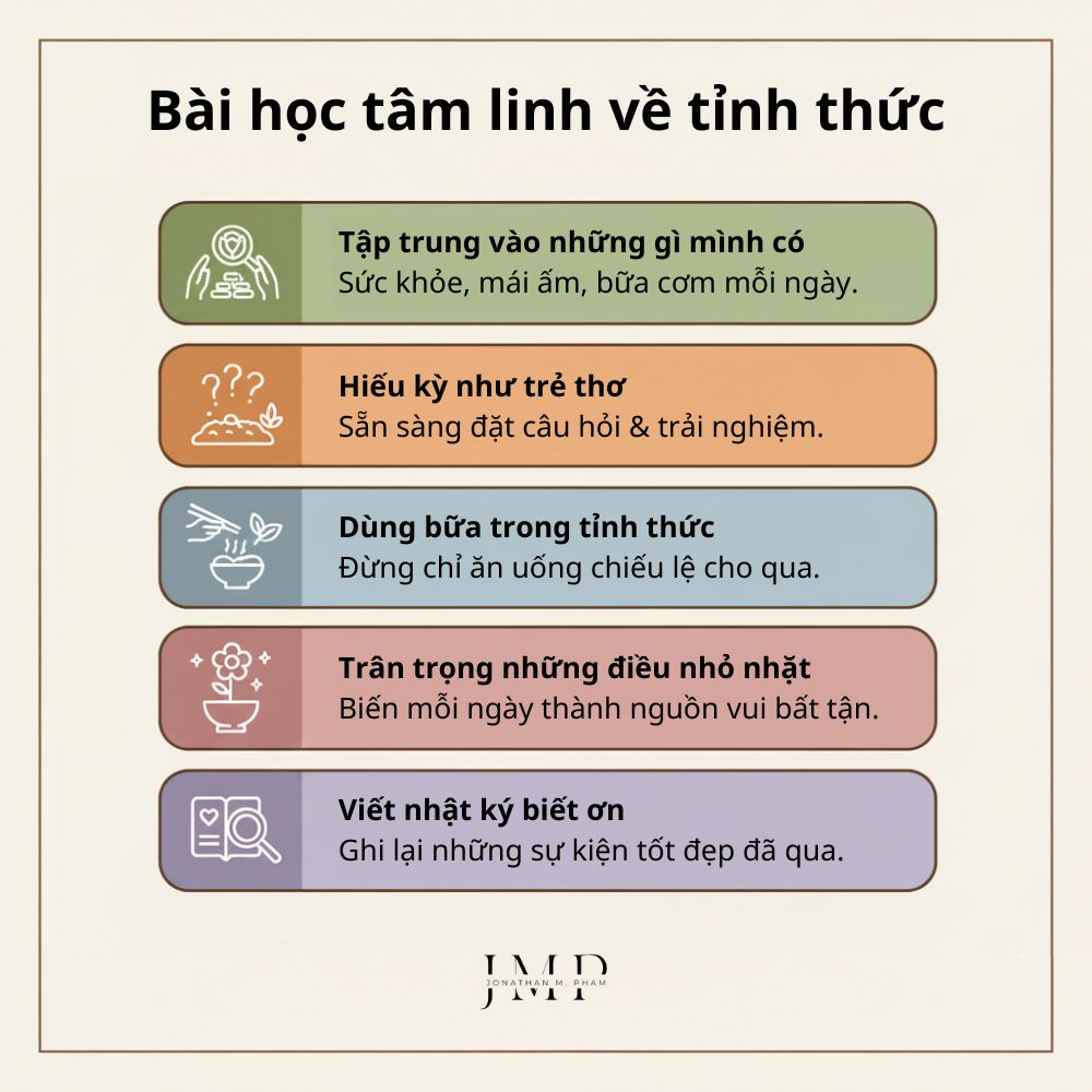 bài học tâm linh về tỉnh thức & lòng biết ơn
