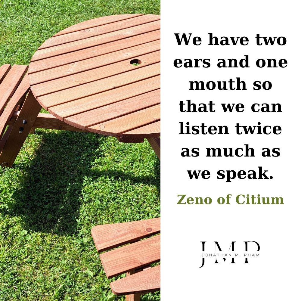 we have two ears and one mouth