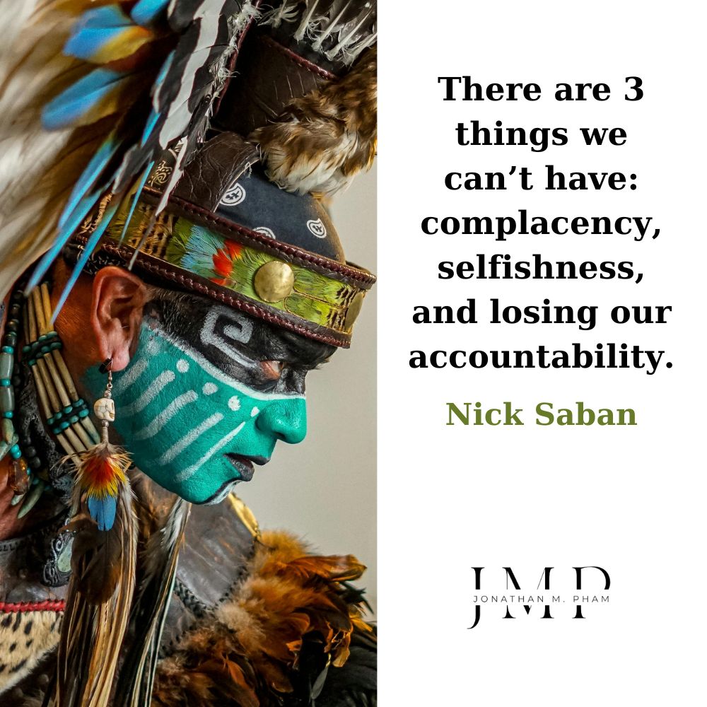 complacency selfishness losing our accountability