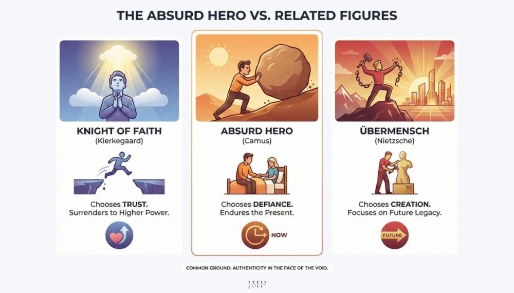 absurd hero vs knight of faith & ubermensch